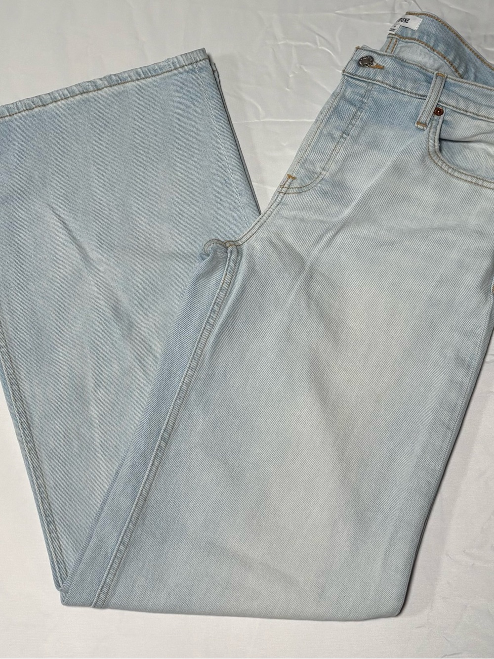 RE/DONE Comfort Stretch Mid Rise Wide Leg Jeans Mid 90s Wash Size 31 - Picture 6 of 7